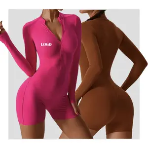 2024 Women's Seamless Long Sleeves Yoga Jumpsuit 1 Piece For Running And Gym Fitness Custom Design Wholesale