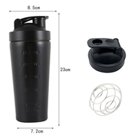 Bouteille de sport et de fitness en acier inoxydable à paroi simple, anti-fuite, personnalisable, portable, pour protéines en poudre, 24 oz