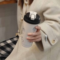 Mug à café isotherme à double paroi de 500 ml, gobelet de voyage réutilisable portable avec poignée pour boissons chaudes et froides