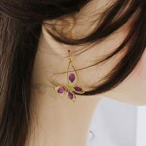 Recién llegado, pendientes de flores reales de oro rosa a la moda de estilo caliente, pendientes de flores secas de plantas Forget-me-not - Product Image 4