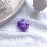Go Party Nette Katzen Kätzchen Harz Acryl Ring Kleintier Cartoon Drei dimensionale Knöchel Ring Chunky Kunststoff Fingerringe