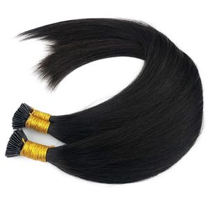 Extensions I-Tip de 28 pouces de long, cheveux vietnamiens lisses et soyeux, noir naturel, pré-collées, 50g/50 mèches, paquets <span class=keywords><strong>à</strong></span> pointe bâton - Product Image 3
