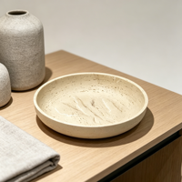 Plateau en résine de travertin beige Wabi Sabi, plat décoratif en pierre naturelle pour bijoux, parfums, bougies, plateau de rangement pour coiffeuse