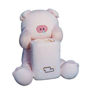 汽车纸巾盒垃圾桶二合一可爱卡通汽车内饰毛绒玩具抽水纸盒 - Product Image 3