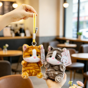 En gros Porte-clés en peluche chaton moelleux avec billes lestées à l'intérieur, breloque de sac en peluche mignonne, jouet en peluche, cadeau créatif pour enfants - Product Image 3