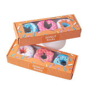 <span class=keywords><strong>Chaussettes</strong></span> douces et respirantes en tricot, <span class=keywords><strong>personnalisées</strong></span>, à motif donut, pour femmes, coffret cadeau, 3 paires - Product Image 1