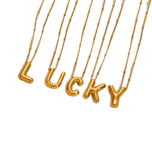 MS 2024 Venta caliente 18K chapado en oro de acero inoxidable Punk Chunky <span class=keywords><strong>Bubble</strong></span> Capital inicial letra colgante collar para fiesta - Product Image 1