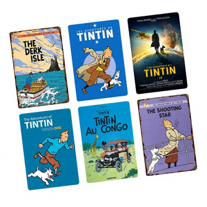 Letrero Metálico Shabby Chic de Tintin y Milou, Decoración de Pared para Taller, Garaje o Cuarto de Hombre, Letreros Metálicos Personalizados, Letrero Vintage de Hojalata - Product Image 1