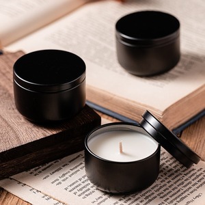 Bougie artisanale aromathérapeutique en cire <span class=keywords><strong>de</strong></span> soja mélangée 40g, en boîte en fer noir mat, écologique, sans fumée, non toxique, Noël, Pâques - Product Image 2