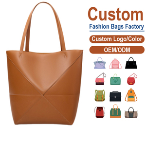 Sac fourre-tout géométrique en cuir de vachette pleine fleur, couleur caramel, minimaliste, grande capacité, sac à bandoulière et à main, personnalisation OEM - Product Image 2