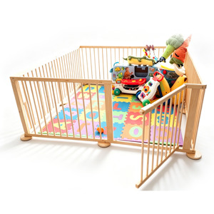 Parc pour bébé en bois de pin naturel, pliable, centre d'activités pour enfant, EN71, grande clôture de sécurité pour bébé en bois, matériau non toxique - Product Image 1