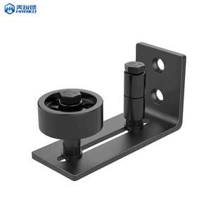 Paquete de 4 guías metálicas <span class=keywords><strong>para</strong></span> puertas correderas de granero, rodillos inferiores ajustables con 8 opciones de configuración, funcionamiento silencioso, diseño empotrado, tiras de fieltro - Product Image 1