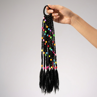 Kinder-Haargummi mit geflochtenem Pferdeschwanz und bunten Perlen, synthetisches Zopf-Haargummi für Mädchen, tägliches Party-Haaraccessoire