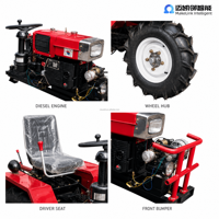 Petit tracteur à 4 roues, 15 CV, diesel, 2 roues motrices, mini-tracteur agricole polyvalent avec remorque pour l'agriculture, petite ferme