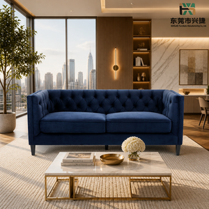 Sofá Seccional Tapizado en Terciopelo Azul Marino Moderno Xingjie, Sofá en Forma <span class=keywords><strong>de</strong></span> L <span class=keywords><strong>con</strong></span> <span class=keywords><strong>Chaise</strong></span> Longue para Sala <span class=keywords><strong>de</strong></span> Estar, Venta al Por Mayor <span class=keywords><strong>de</strong></span> Fábrica - Product Image 6