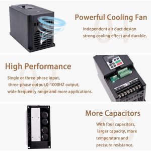 Qnk 4KW ขับความถี่แปรผัน220V อินเวอร์เตอร์เดี่ยวถึงสามเฟสสำหรับควบคุมความเร็วมอเตอร์แกนหมุน CNC - Product Image 5