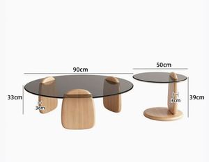 Một bộ đồ nội thất phòng khách Bàn cà phê hiện đại lớn + Kính cường lực nhỏ sang trọng Retro - Product Image 4