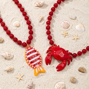 Collier ras du cou tendance plaqué or, bijoux fantaisie colorés sur le thème de l'océan, pour femme, idéal pour l'été et la plage - Product Image 2