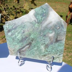Oferta Especial al por Mayor: Losa de Ágata Musgosa Natural Druzy Verde Pulida, Gema de Cristal para Artesanía, Decoración Religiosa del Hogar y Sanación - Product Image 4