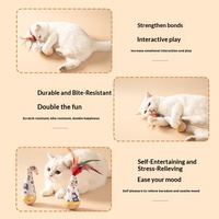 Jouet pour chat en tissu de chanvre, jouet oscillant avec plumes, durable, résistant aux griffures et aux morsures, jouet d'intérieur auto-amusant pour animaux de compagnie