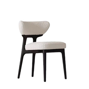 Chaise de salle à manger en bois de frêne massif, style nordique français du milieu du siècle, luxe léger, moderne, simple, rembourrage épais et doux, pour la maison et l'hôtel - Product Image 5