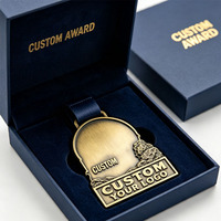 Médaille de championnat sportive en alliage de zinc moulé sous pression, imprimée UV 3D, finition or antique, vente en gros