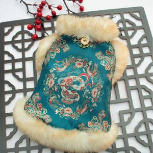 Umweltfreundliche Baumwoll-Druckmuster Hunde- & Katzenmäntel & -Jacken im Chinesischen Stil für Winter und Neujahr, Teddy, Bichon, Pomeranian, Handwäsche - Product Image 3