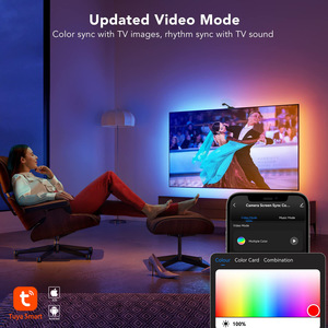Alexa & Google Music Sync Tuya App controllo luce <span class=keywords><strong>TV</strong></span> per 50-70 pollici <span class=keywords><strong>TV</strong></span> RGBIC retroilluminazione <span class=keywords><strong>TV</strong></span> con fotocamera a <span class=keywords><strong>Led</strong></span> - Product Image 2