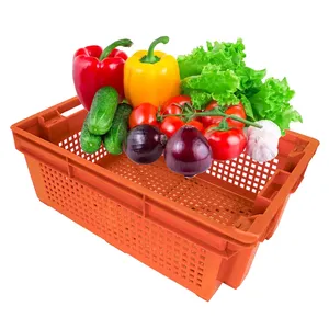 Vente en gros d'usine de caisses en plastique bon marché Conteneur de stockage de fruits et légumes de supermarché Paniers en plastique Caisses de fruits - Product Image 6