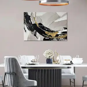 Original Art 100% Hand Painted Modern Black And Gray Abstract Wall Art For Home Motel Wholesale Hotel Decor