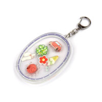 Breloques shaker en acrylique personnalisées, avec liquide à paillettes et motifs de dessins animés/anime, remplissables, porte-clés shaker en acrylique