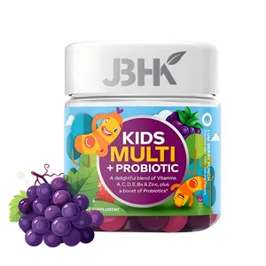 Enfants Multivitamine + prébiotique gommeux soutien digestif et immunitaire vitamines A, D, C, E, B, zinc, supplément à mâcher Berry