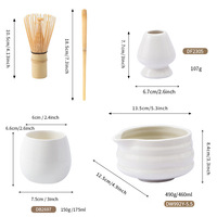 Ensemble de 9 bols à matcha en céramique de style japonais, personnalisable, pour le commerce transfrontalier, avec bec verseur, kit de cérémonie du thé hautement esthétique, emballage en boîte