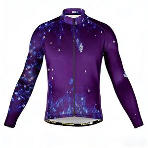 Maillot de cyclisme personnalisé de haute qualité, léger, respirant, coupe-vent, imprimé multicolores, fermeture éclair intégrale, manches longues, pour le vélo - Product Image 1
