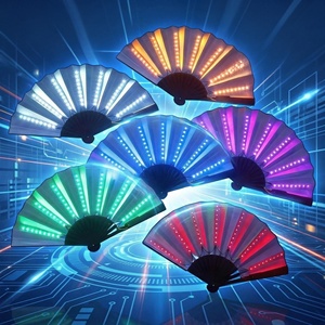 Abanicos Plegables LED Luminosos, Abanico <span class=keywords><strong>de</strong></span> Mano con Luz para Espectáculos, Accesorios para Espectáculos, Cumpleaños, Bodas, Discotecas, Decoración Fluorescente - Product Image 5