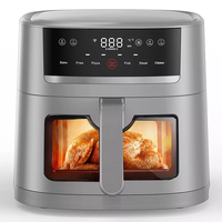 Friteuse à air numérique en acier inoxydable avec fenêtre, haute capacité, à convection, pour la famille, pour cuisson vapeur et grillades