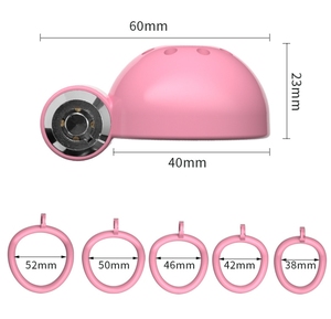 Pembe bekaret kafes toptan ABS erkek Penis <span class=keywords><strong>Chastity</strong></span> kafes seti 5 boyutu asma kilit horoz halka ile küçük kuş <span class=keywords><strong>Chastity</strong></span> kafes kemer - Product Image 6