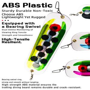 Planer de plongée SNEDA 31 cm avec lame en forme de poisson, attracteur flash pour la pêche au saumon en traîne en haute mer - Product Image 3