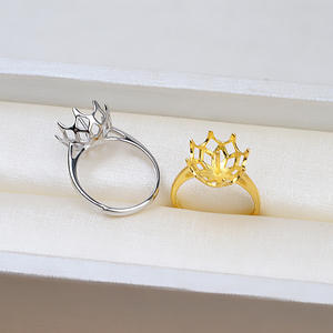 Anillo Abierto de Plata S925 Hecho a Mano, Anillo de Boca Abierta para Mujer, Perla de 10-10.5 mm, Accesorios Geométricos DIY, 1448-Tide Hold - Product Image 4