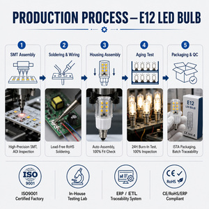 <b>E12</b> LED Corn <b>Bulb</b> 5W 400-450LM AC 120V Sanan Chip 120lm/W CE RoHS 25000H 2-Year Warranty Chandelier Candle Lamp - Product Image 4