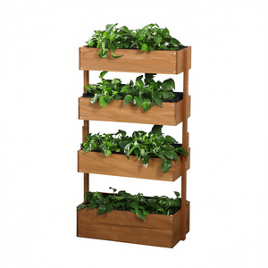Jardinera vertical de madera de 4 niveles, estilo rústico para exteriores, para flores y plantas verdes - Product Image 1