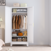 Armoire de rangement métallique en stock avec porte miroir, vert foncé, pour chambre et couloir, penderie extensible en fer