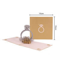 Cartes d'invitation de mariage 3D Pop-UP, bague en diamant ours saint-valentin anniversaire carte cadeaux carte postale