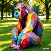 Sculpture de gorille en fibre de verre peinte | Ornement de dessin animé 3D personnalisé à grande échelle |   Art en résine pour l'intérieur et l'extérieur | Décoration de centre commercial