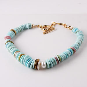 Gargantilla elegante de perlas de piedra natural, collar de cuentas de perlas de flores, collar de cuentas de arcilla polimérica a la moda para mujer - Product Image 3