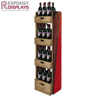 Présentoir de sol en bois étagère à liqueur de Style rustique multicouche support de stockage de bouteille de whisky Vintage pour magasin de vin au détail