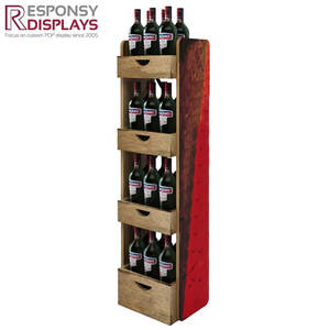 Espositore da pavimento in legno multistrato stile rustico mensola per liquori Vintage whisky bottiglia di supporto per vendita al dettaglio di enoteca - Product Image 5