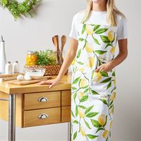 Tablier de cuisine sans manches en coton doux, réglable, jetable, respirant, lavable, personnalisable, imprimé citron, tendance