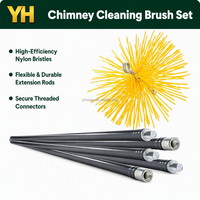 Kit professionnel de brosses rotatives pour cheminée, en nylon haute densité, avec tiges flexibles à raccord fileté M12 pour un nettoyage en profondeur des condues, vente en gros