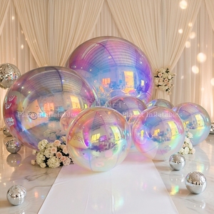 Grande sfera appesa iridescente, palloncino a specchio gonfiabile in PVC per pubblicità fluttuante - Product Image 1